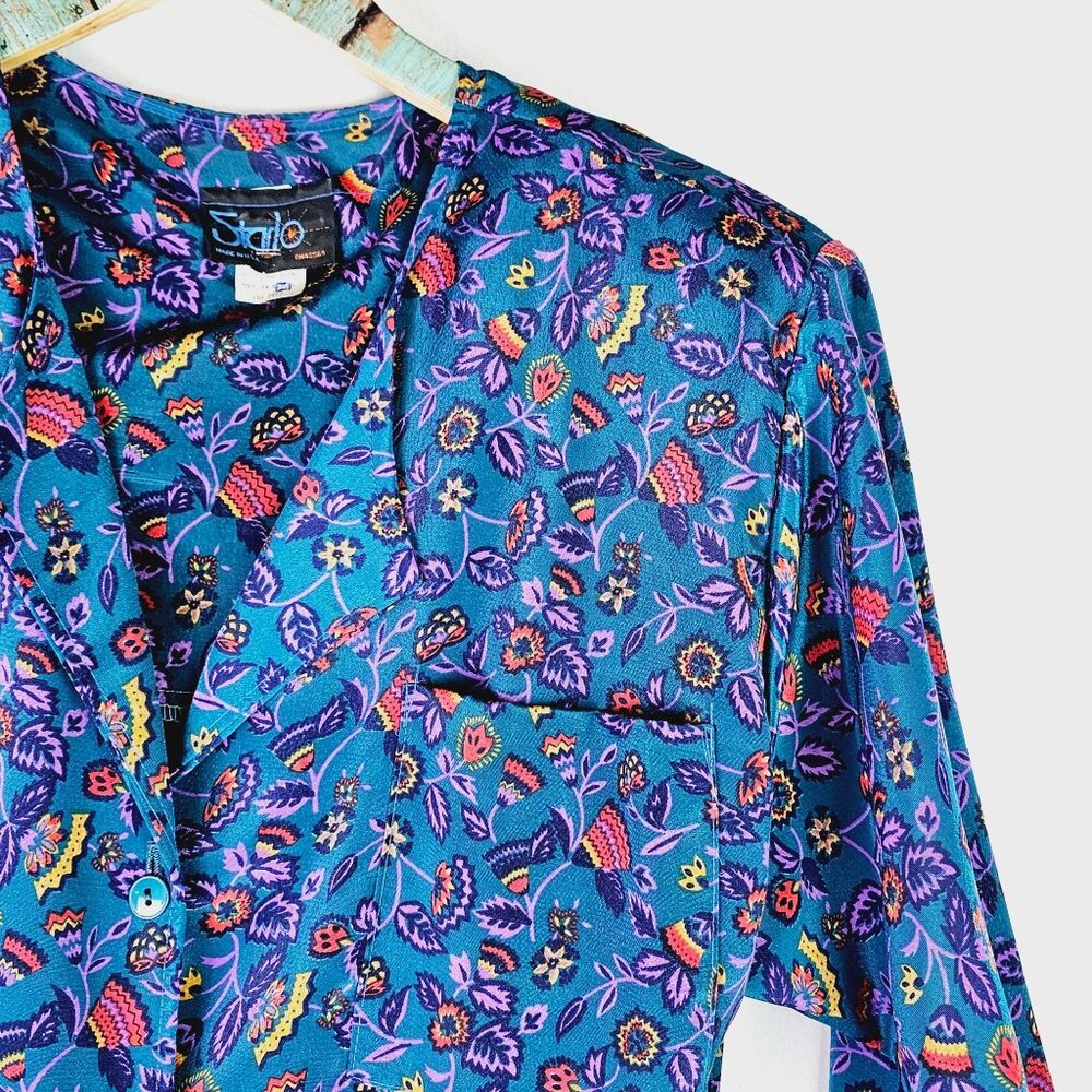 Vtg 1980's Starlo Women's Button Front Midi Belted Floral Dress w/ Pockets Sz 12 - Picture 5 of 10